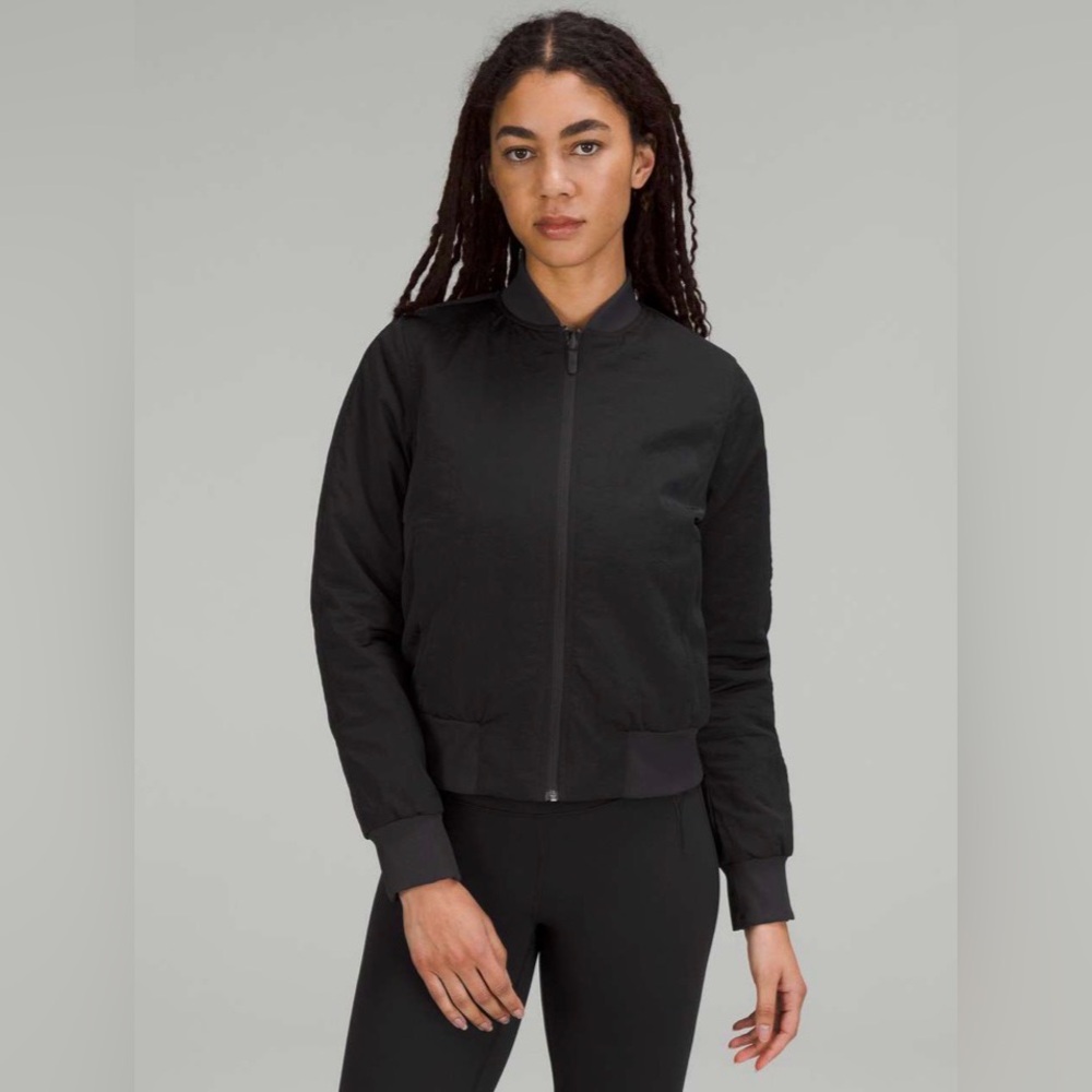 Lululemon Non-Stop Bomber Jacket *Textured Black Size 12
Reversible*